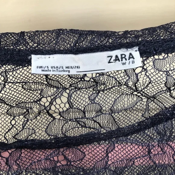 NWOT Sheer Floral Mesh Lace Zara Blouse with Floral Embroidery - Picture 10 of 10